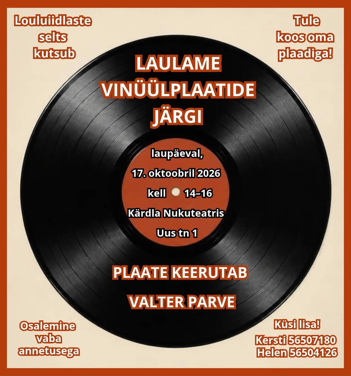 Vinüülplaatide järgi laulmine louluiidlaste seltsiga