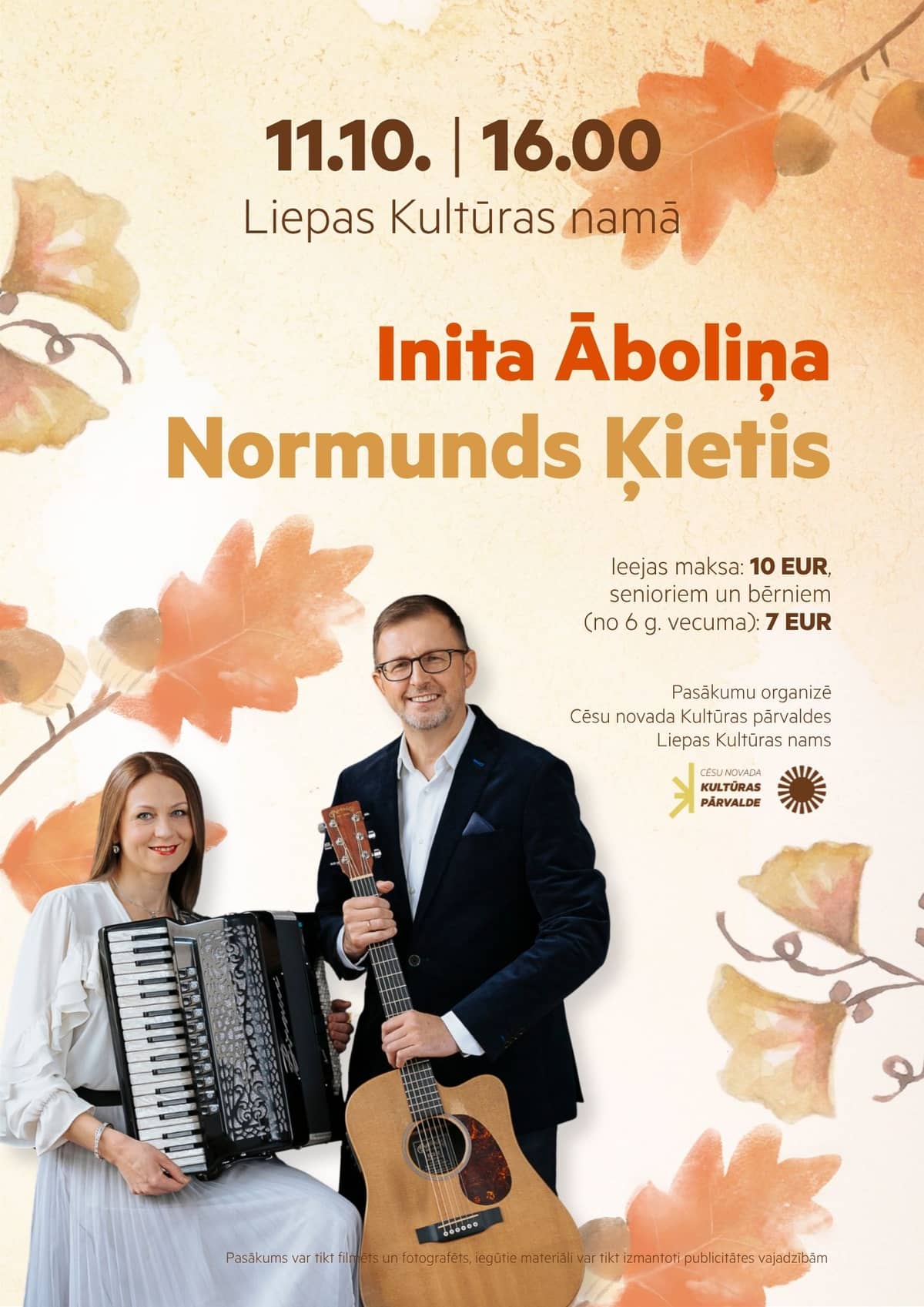 Sügiskontsert koos Normunds Ķietise ja Inita Āboliņaga