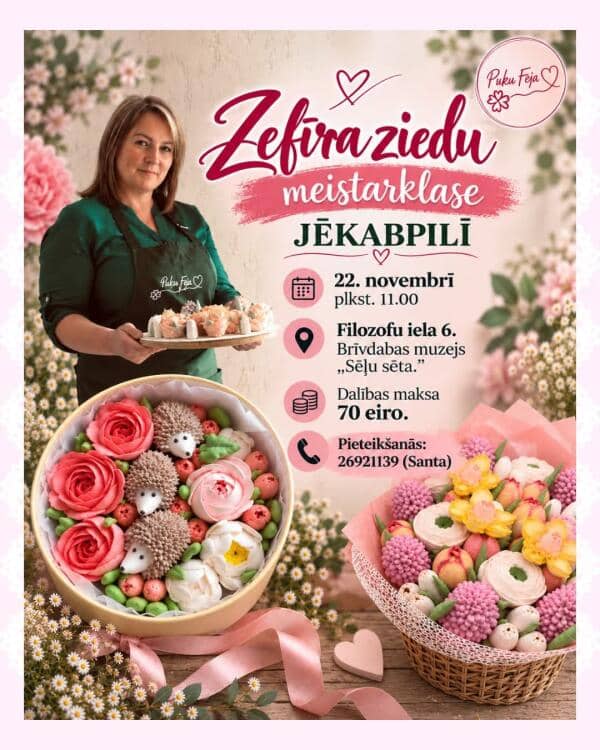 Zefiirlillede meistriklass "Sēļu sētā" Jēkabpilsis