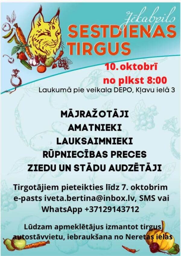 SESTDIENAS TIRGUS JĒKABPILĪ