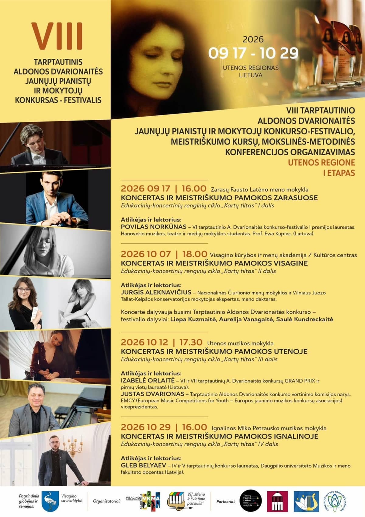 VIII rahvusvaheline Aldona Dvarionaitė noorte pianistide ja õpetajate festival. Kontsert ja meistriklass Utenas.