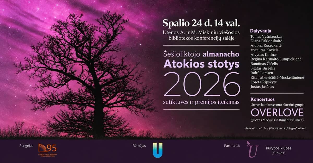 Kuueteistkümnenda almanahhi „Atokios stotys 2026“ kohtumine ja auhinna üleandmine