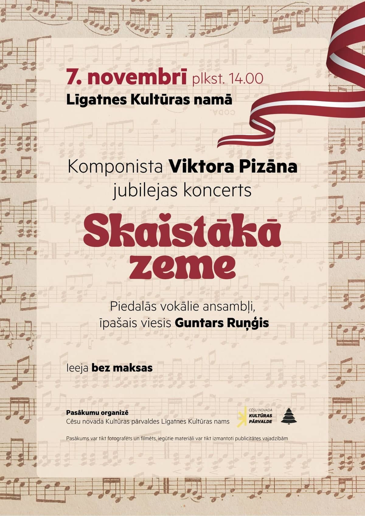 Helilooja Viktors Pizāni juubelikontsert „Kõige ilusam maa”