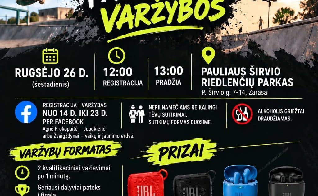 Mėgėjiškos paspirtukų ir riedlenčių varžybos Zarasuose