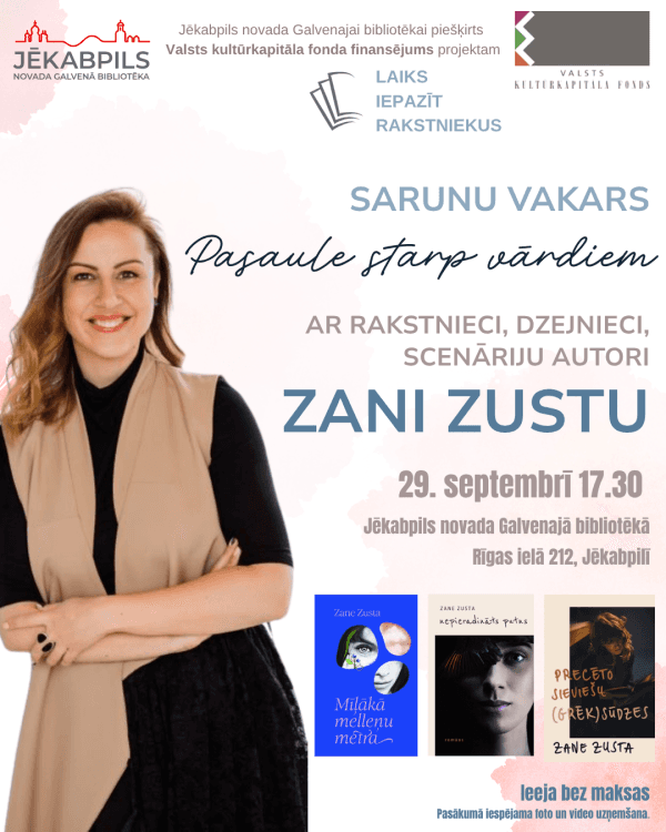 Vestlusõhtu kirjaniku Zane Zusta Jēkabpilsis
