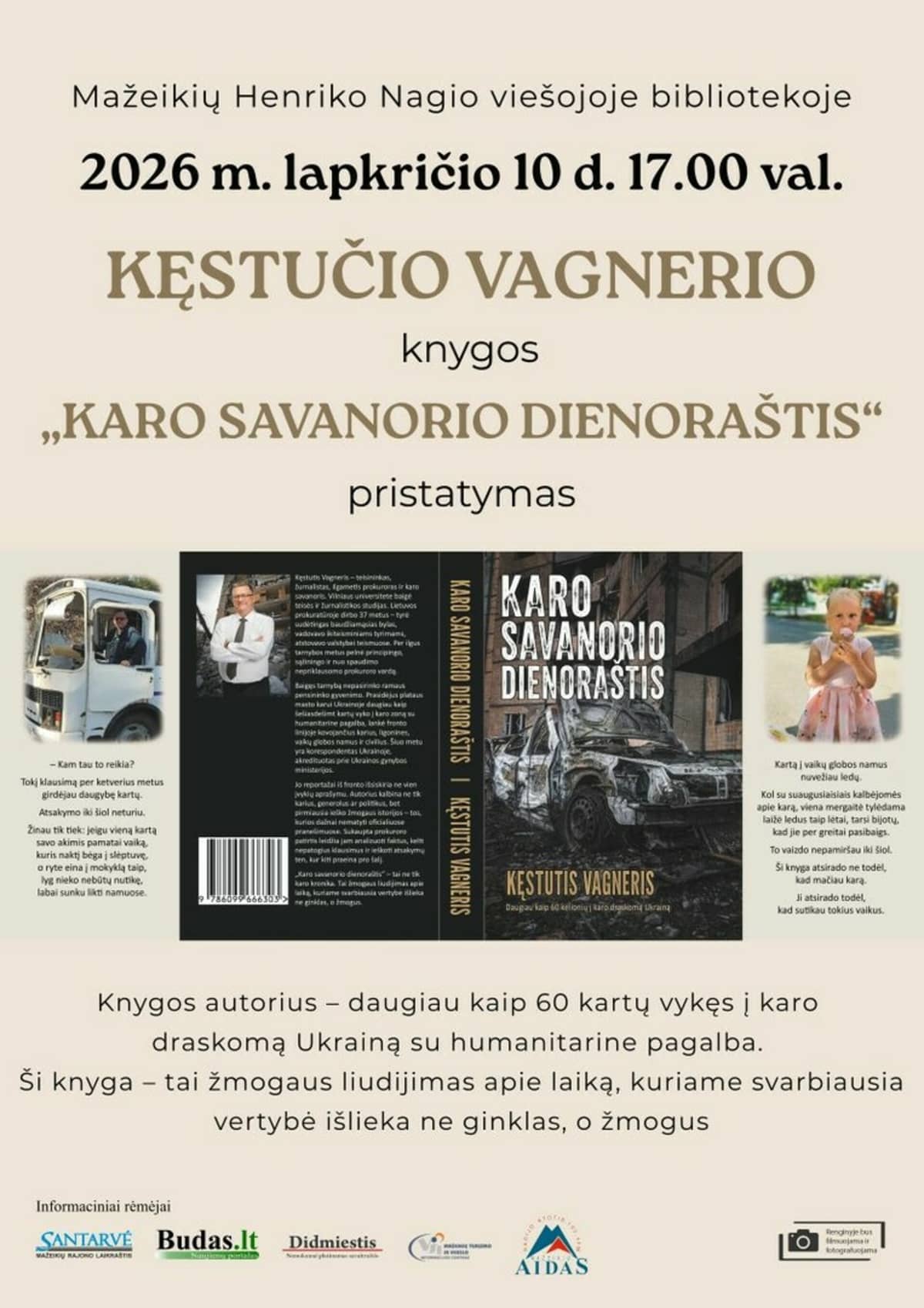 Kęstutis Vagnerise raamatu „Sõjavabatahtliku päevik“ esitlus