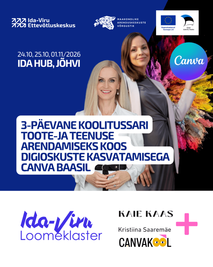 3-päevane koolitussari toote-ja teenuse arendamiseks koos digioskuste kasvatamisega Canva baasil