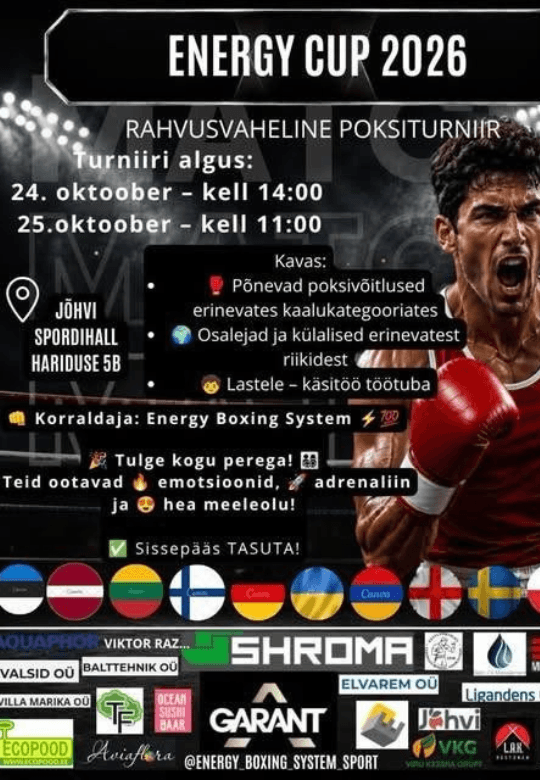 ENERGY CUP 2026 – RAHVUSVAHELINE POKSITURNIIR JÕHVIS!