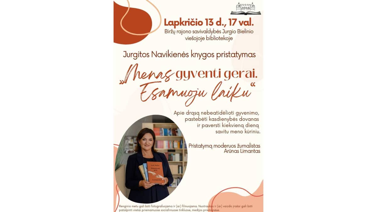 Jurgita Navikienė kolmanda raamatu „Menas gyventi gerai. Esamuoju laiku“ esitlus