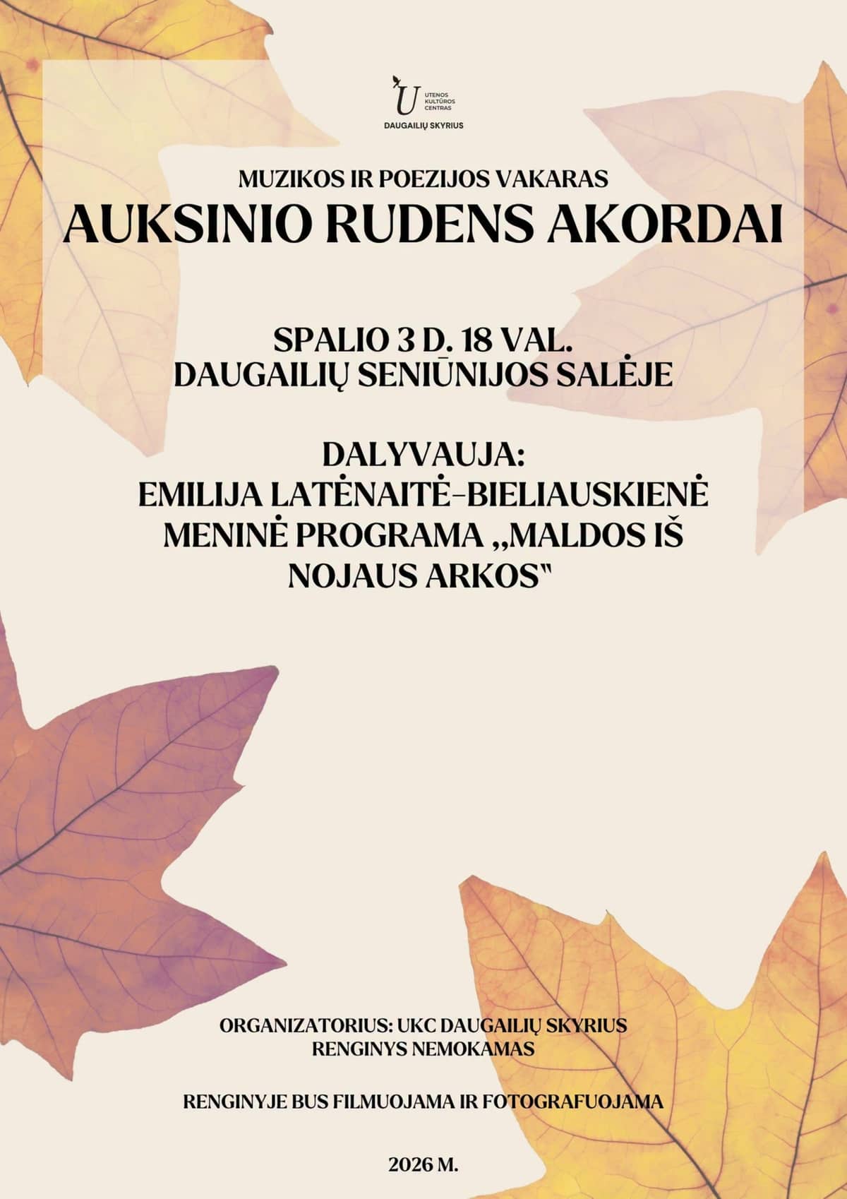 Muusika- ja luuleõhtu "Kuldse sügise akordid"