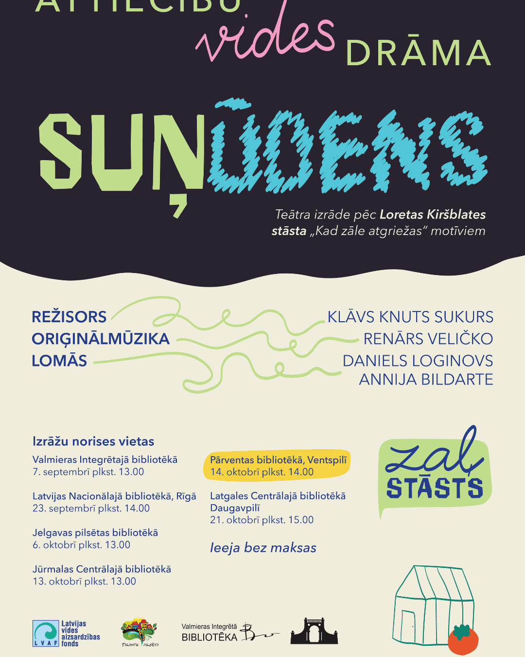 Teatrilavastus „Suņūdens“ Pārventa raamatukogus